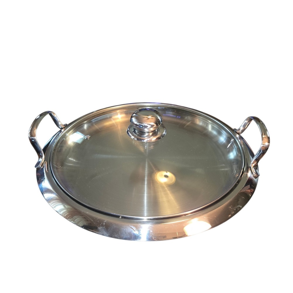 Chef's Secret Maxam Griddle 12" Heavy Gauge Stainless Steel 25 Element Glass Lid
